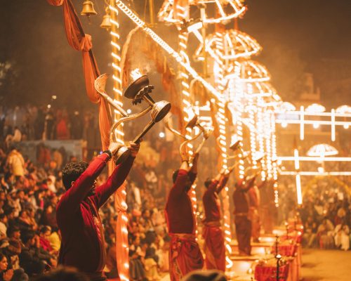 Ganga Aarti Ritual on the Ghats of Varanasi